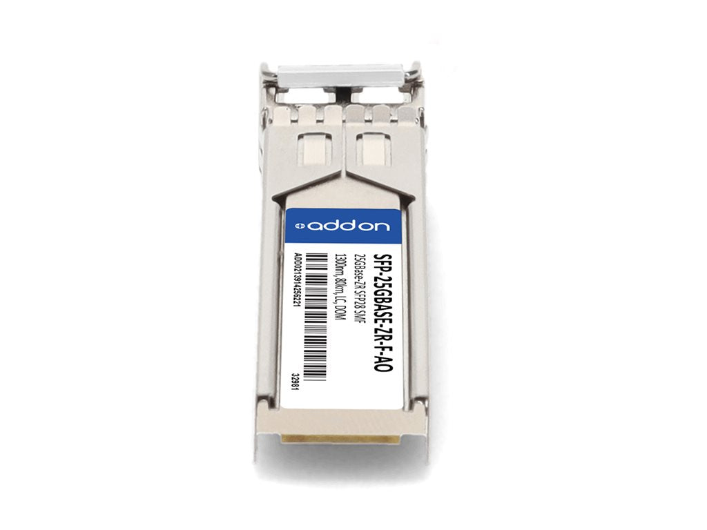 AddOn - SFP28 transceiver module - 25GbE - 25GBase-ZR - LC single-mode - up to 49.7 miles - 1300 nm - TAA Compliant SFP-25GBASE-ZR-F-AO