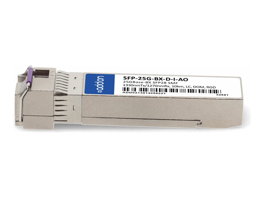 AddOn - SFP28 transceiver module (equivalent to: Cisco SFP-25G-BX-D-I) - 25GbE - 25GBase-BX-D - LC single-mode - up to 6.2 miles SFP-25G-BX-D-I-AO