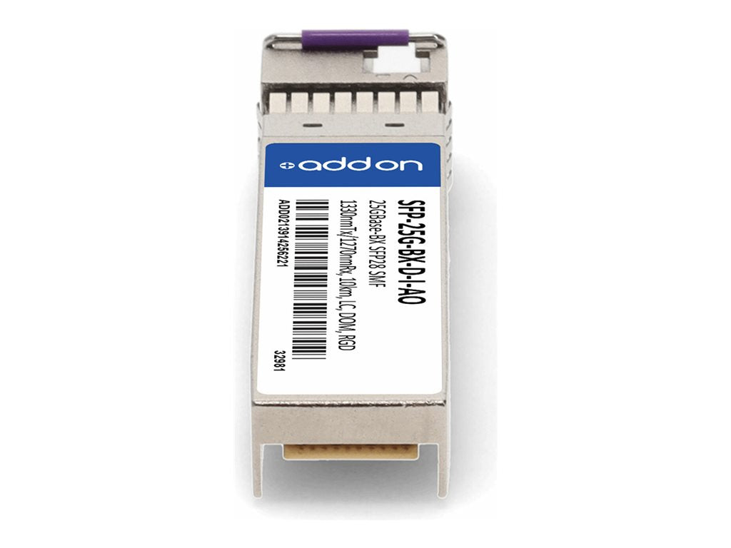 AddOn - SFP28 transceiver module (equivalent to: Cisco SFP-25G-BX-D-I) - 25GbE - 25GBase-BX-D - LC single-mode - up to 6.2 miles SFP-25G-BX-D-I-AO