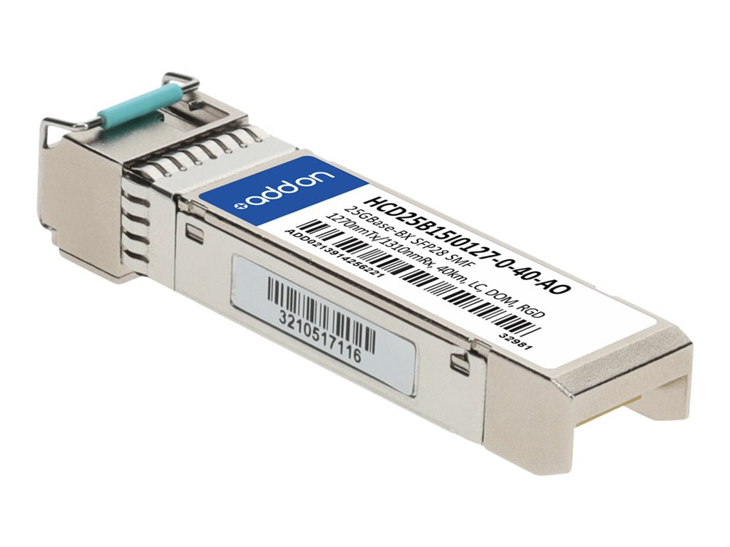 AddOn - SFP28 transceiver module (equivalent to: Fujitsu HCD25B15I0127-0-40) - 25GbE - 25GBase-BX - LC single-mode - up