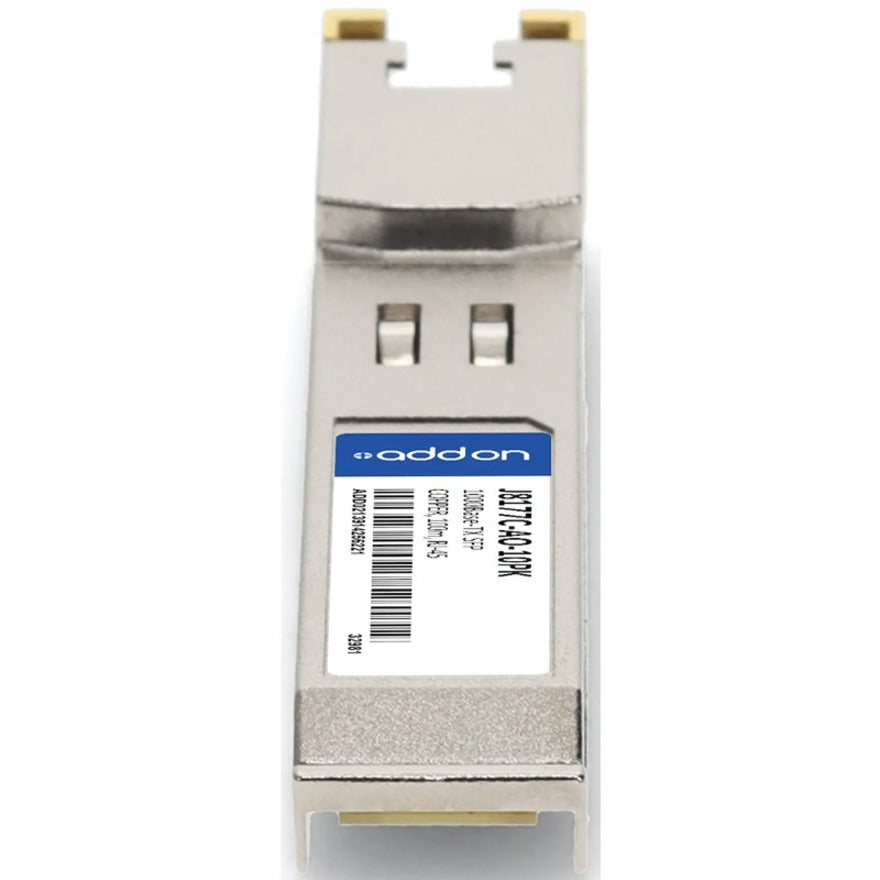 Addon 10-Pack Of Hp J8177C Compatible Taa Compliant 10/100/1000Base-Tx Sfp Transceiver (Copper, 100M, Rj-45)