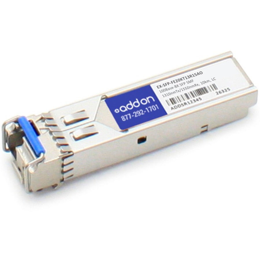 Addon Juniper Networks Ex-Sfp-Fe20Kt13R15 Compatible Taa Compliant 100Base-Bx Sfp Transceiver (Smf, 1310Nmtx/1550Nmrx, 10Km, Lc) Ex-Sfpfe20Kt13R15-Ao
