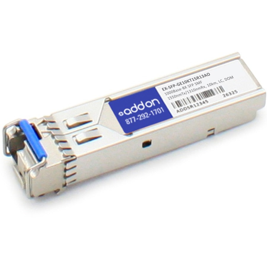 Addon Juniper Networks Ex-Sfp-Ge10Kt15R13 Compatible Taa Compliant 1000Base-Bx Sfp Transceiver (Smf, 1550Nmtx/1310Nmrx, 10Km, Lc, Dom) Ex-Sfpge10Kt15R13-Ao
