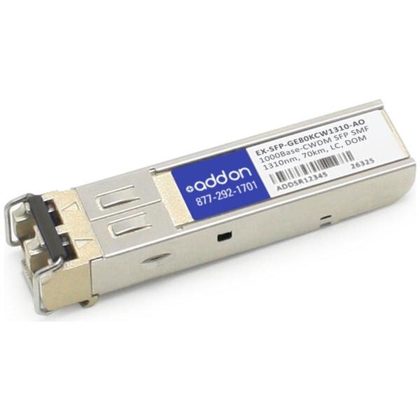 AddOn Juniper Networks EX-SFP-GE80KCW1310 Compatible TAA Compliant 1000Base-CWDM SFP Transceiver (SMF, 1310nm, 70km, LC, DOM) EX-SFP-GE80KCW1310-AO