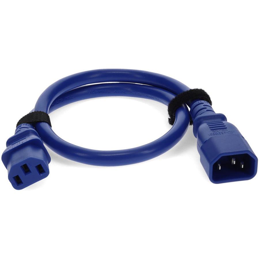 Addon Networks 6Ft C13 Female To C14 Male 18Awg 100-250V At 10A Blue Power Cable