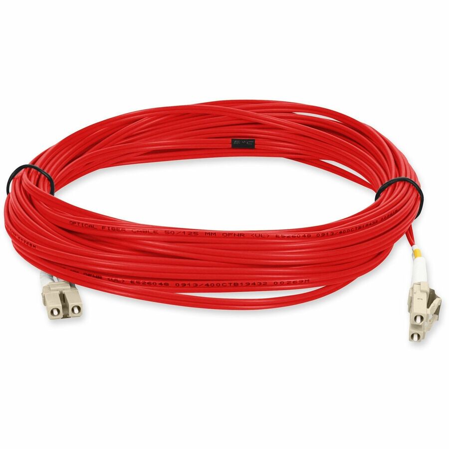 Addon Networks 8M Fiber Patch Cbl Lc M/M Om2 Red Duplx Fibre Optic Cable Ofnr