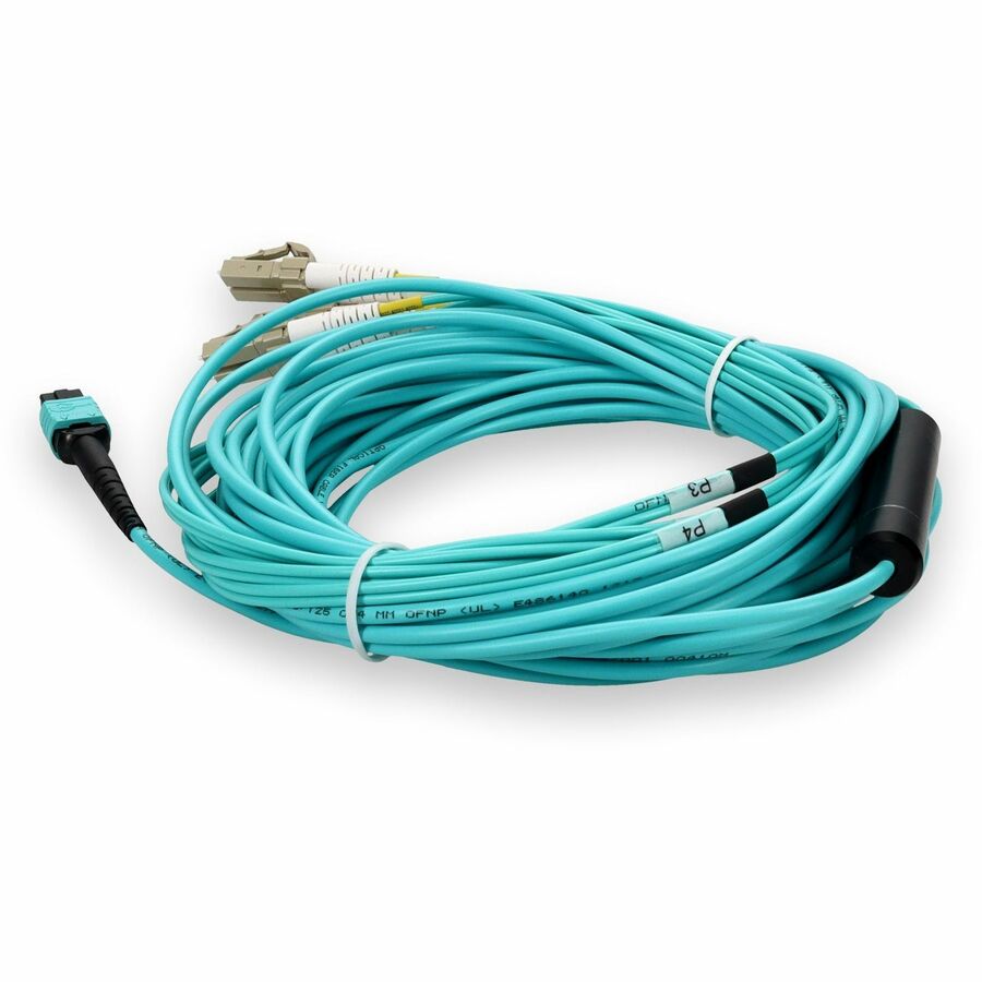 Addon Networks Add-Mpo-4Lc15M5Om4P Fibre Optic Cable 15 M 8X Lc Ofnp Om4 Aqua Colour
