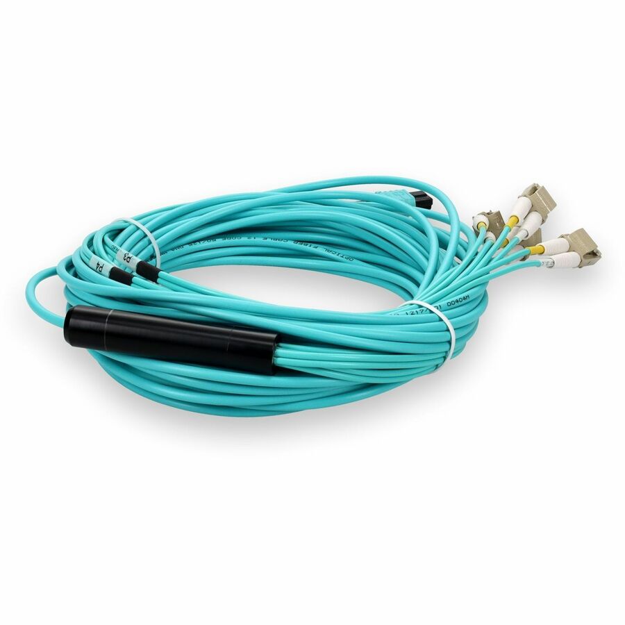 Addon Networks Add-Mpo-4Lc15M5Om4P Fibre Optic Cable 15 M 8X Lc Ofnp Om4 Aqua Colour