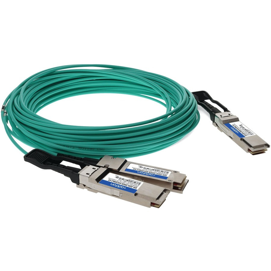 Addon Networks Q56-2Q56-200Gb-Aoc20Mlz-Ao Infiniband Cable 20 M Qsfp56 2Xqsfp56 Green, Grey