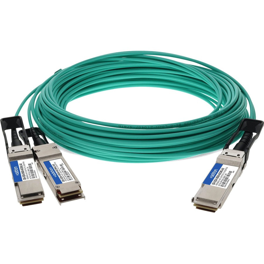 Addon Networks Q56-2Q56-200Gb-Aoc3Mlz-Ao Infiniband Cable 3 M Qsfp56 2Xqsfp56 Green, Grey