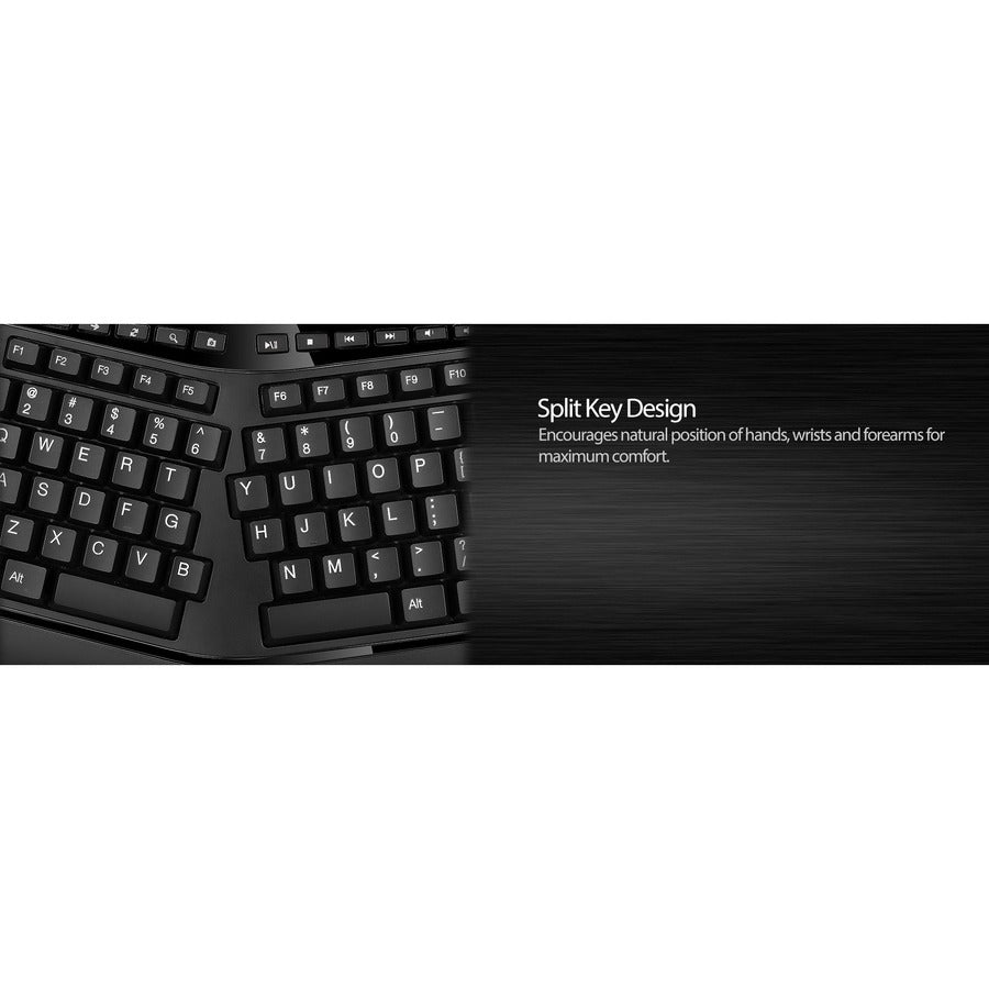 Adesso 2.4 GHz Wireless Ergonomic Trackball Keyboard WKB-3500UB