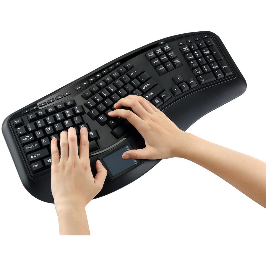 Adesso 2.4Ghz Wireless Ergonomic Touchpad Keyboard