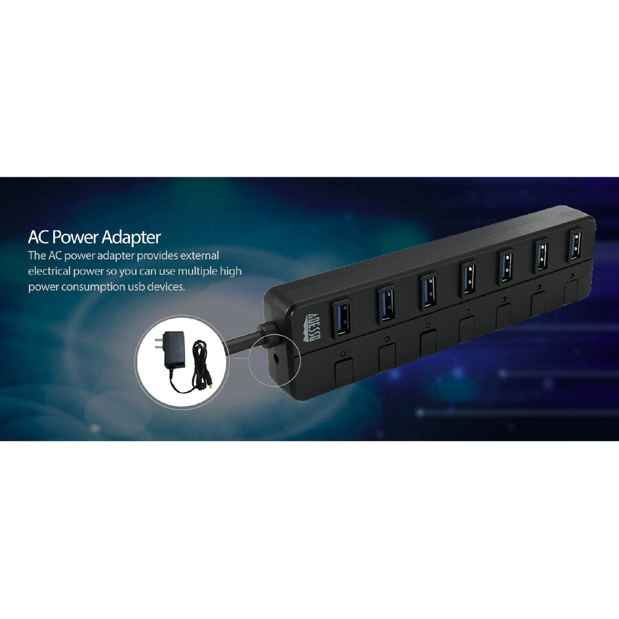 Adesso 7-ports USB 3.0 Hub with 5V2A Power Adaptor AUH-3070P