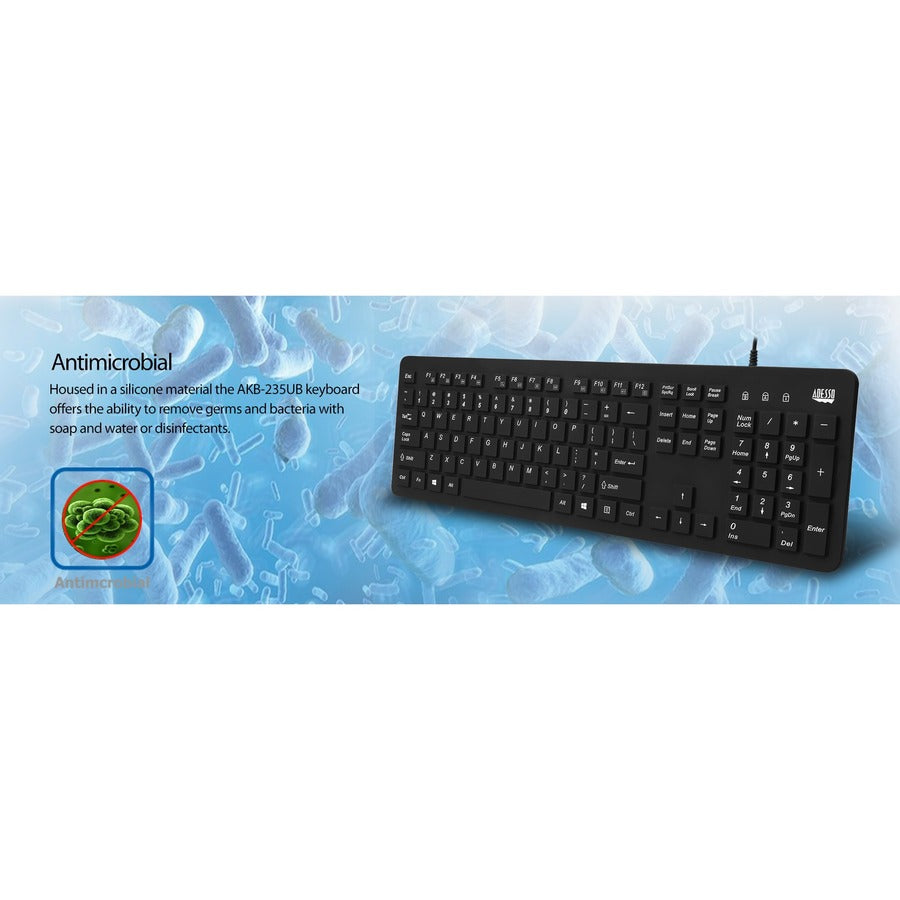 Adesso Antimicrobial Waterproof Desktop Keyboard