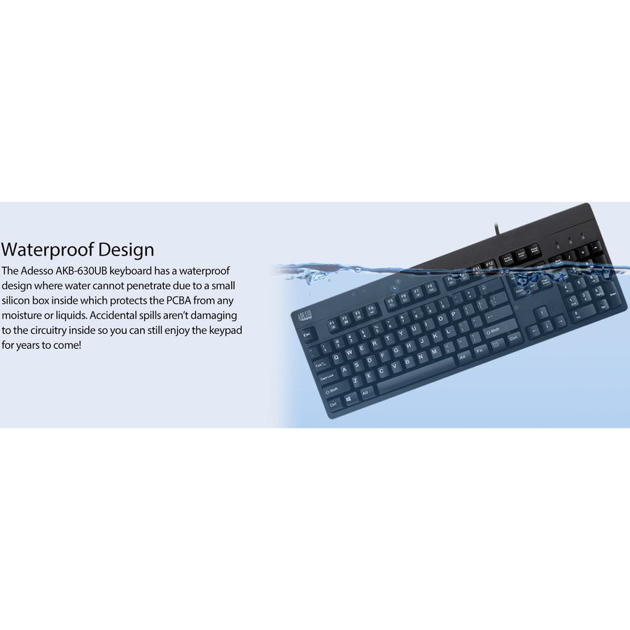 Adesso EasyTouch 630UB - Antimicrobial Waterproof Keyboard AKB-630UB