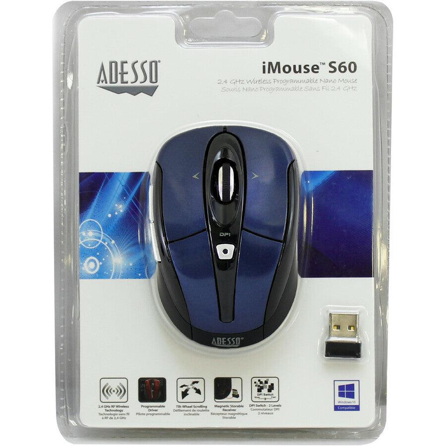 Adesso Imouse S60L - 2.4 Ghz Wireless Programmable Nano Mouse