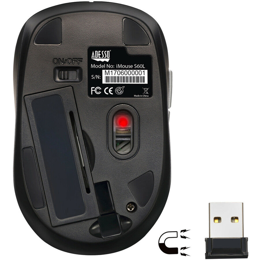 Adesso Imouse S60L - 2.4 Ghz Wireless Programmable Nano Mouse