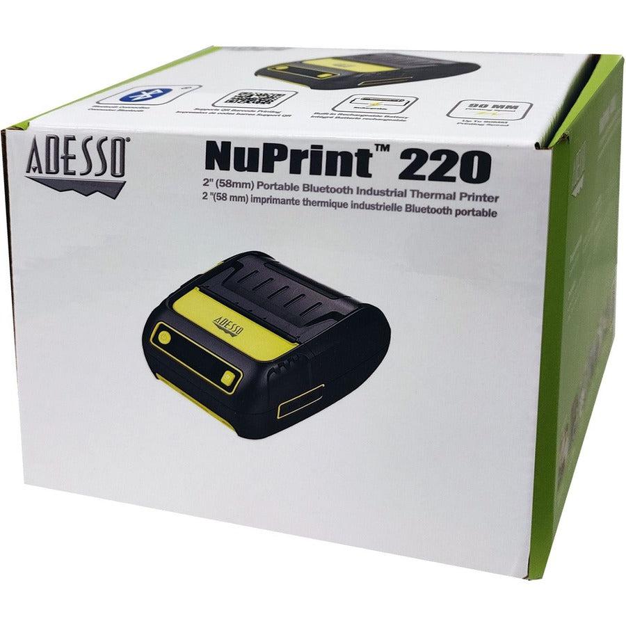 Adesso NuPrint NuPrint 220B Retail, Delivery, Restaurant, Pharmacy, Transportation & Logistic, Parking Ticket Direct Thermal Printer - Monochrome - Receipt Print - Bluetooth - Battery Included - Black