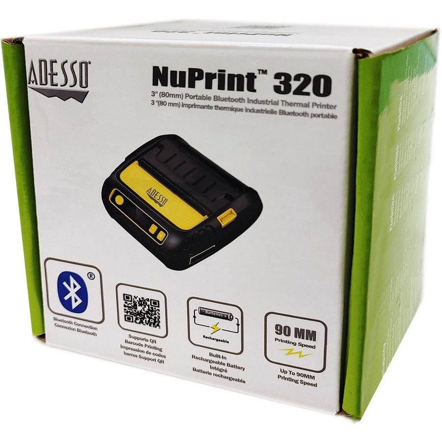 Adesso NuPrint NuPrint 320B Retail, Delivery, Restaurant, Pharmacy, Parking Ticket, Transportation & Logistic Direct Thermal Printer - Monochrome - Receipt Print - Bluetooth - Black