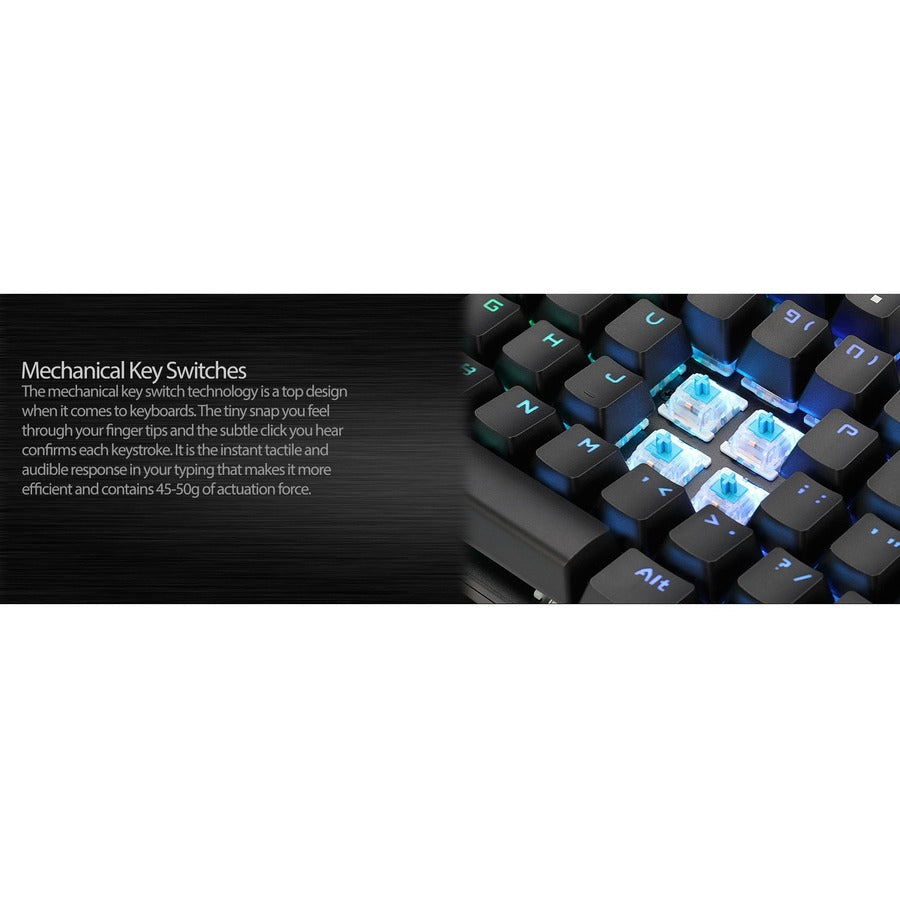 Adesso RGB Programmable Mechanical Gaming Keyboard with Detachable Magnetic Palmrest AKB-650EB
