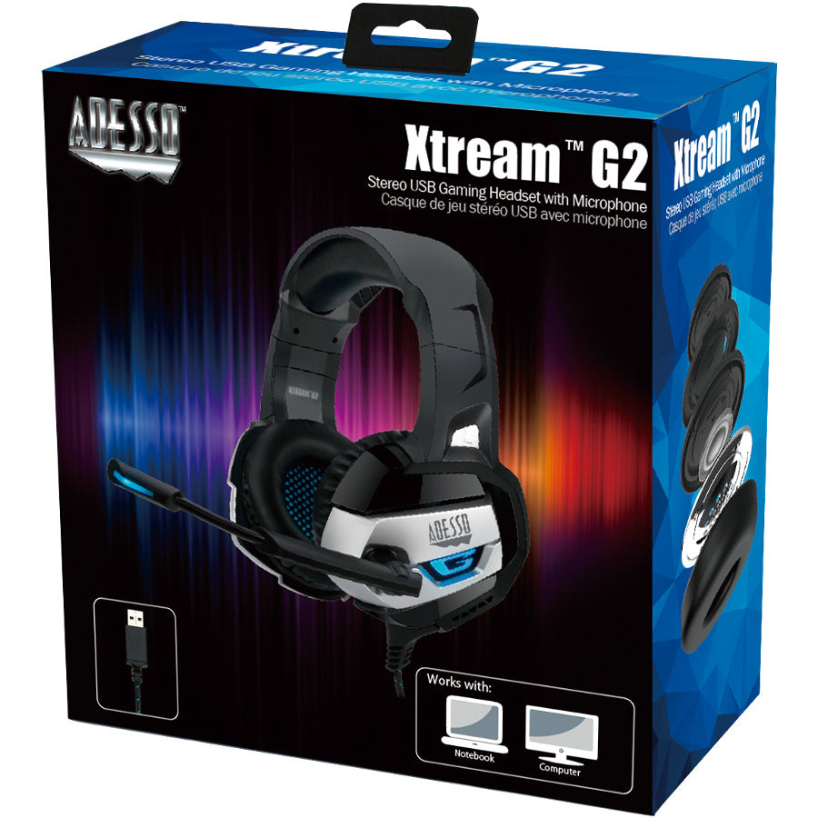 Adesso Stereo USB Gaming Headset with Microphone XTREAM G2
