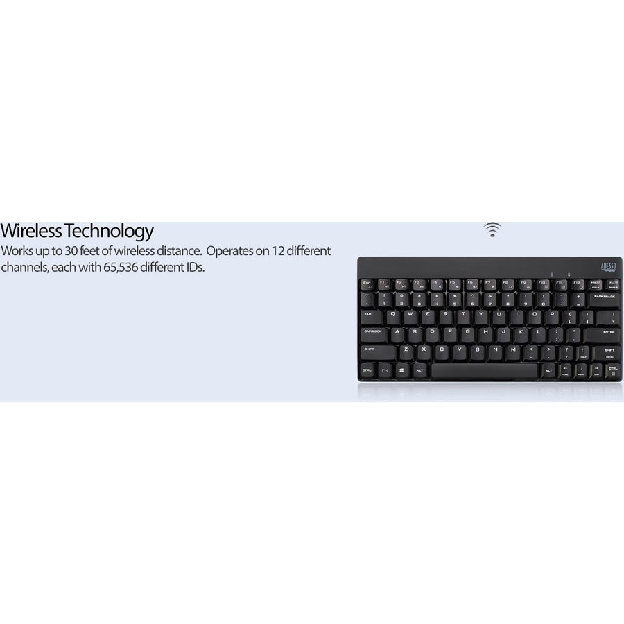 Adesso WKB-1100CB - Wireless Spill Resistant Mini Keyboard &amp; Mouse Combo