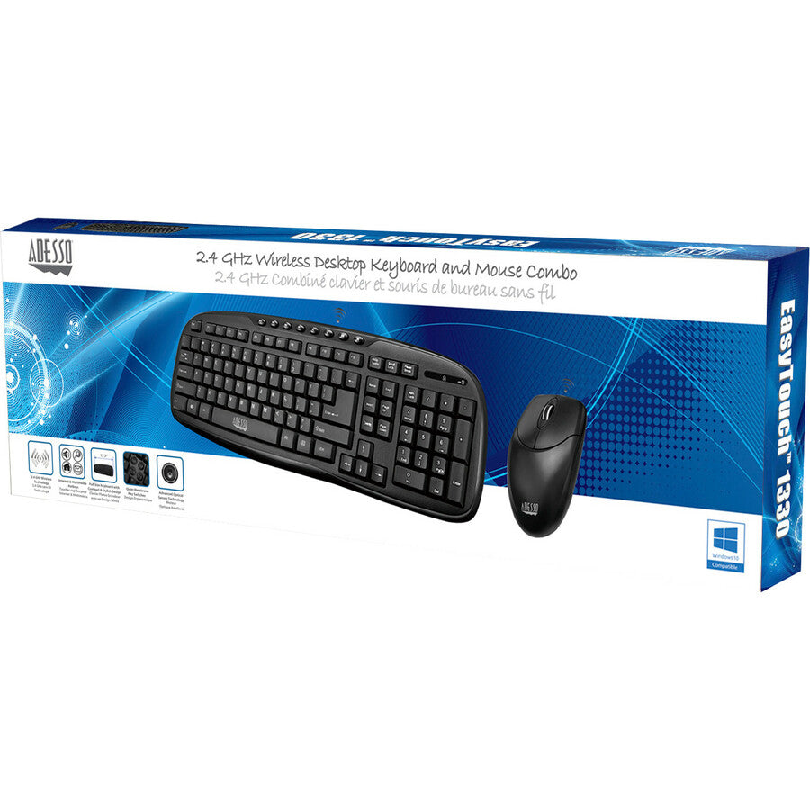 Adesso WKB-1330CB - 2.4 GHz Wireless Desktop Keyboard and Mouse Combo