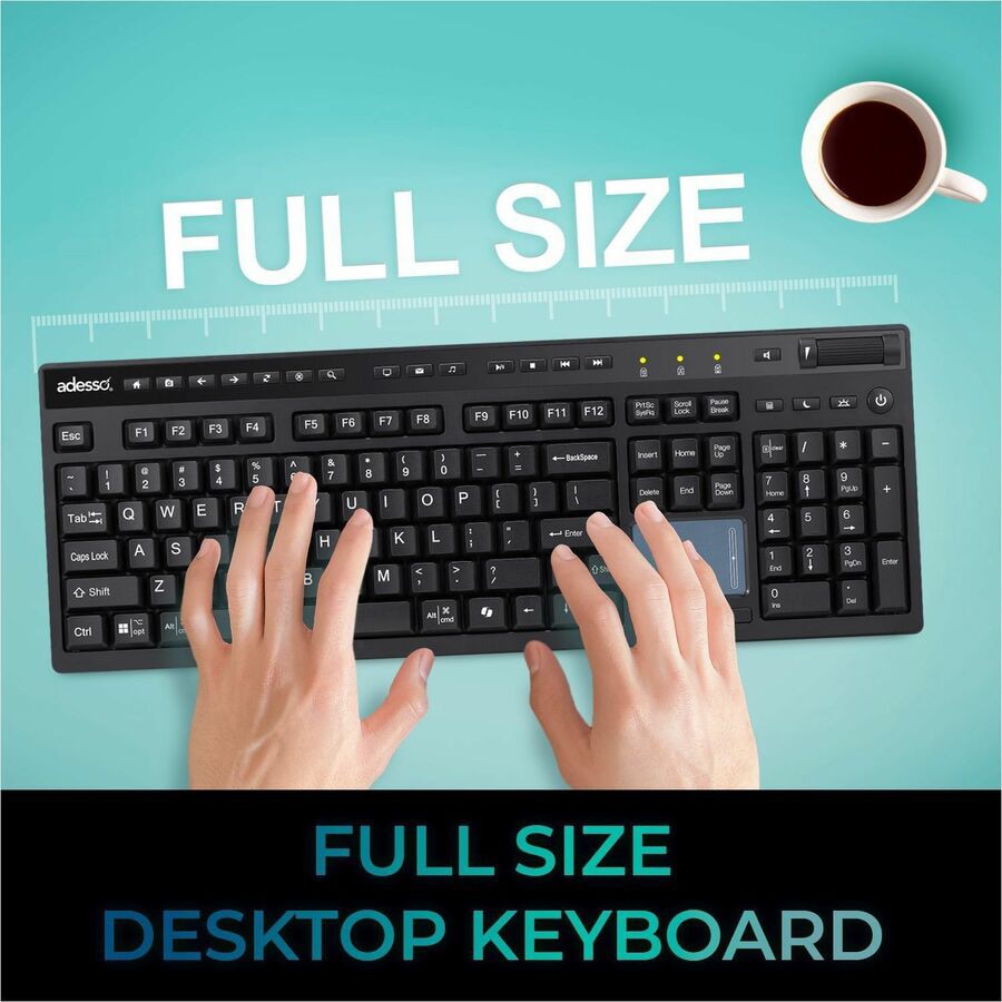Adesso WKB-4450UB Multi OS Wireless Desktop Keyboard with Touchpad