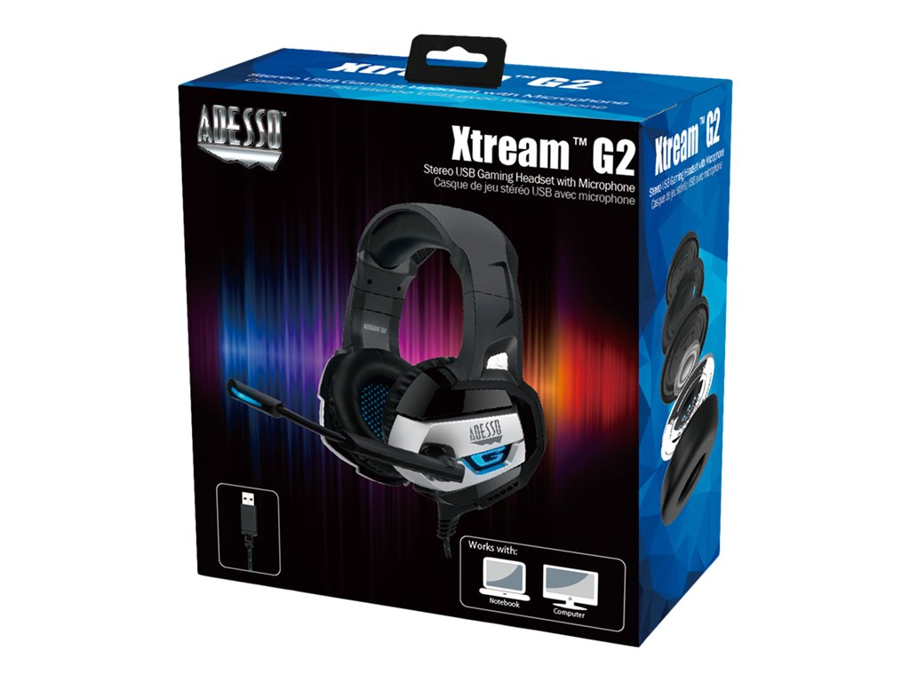 Adesso Xtream G2 - Headset - full size - wired - USB XTREAMG2