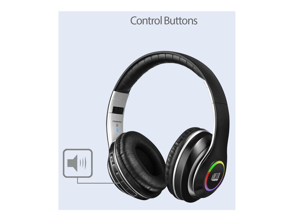Adesso Xtream P500 - Headset - full size - Bluetooth - wireless, wired - 3.5 mm jack XTREAMP500