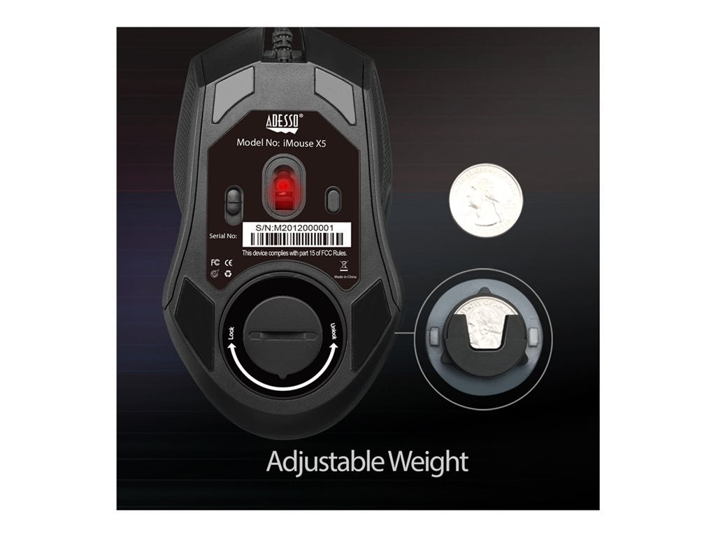 Adesso iMouse X5 - Mouse - ergonomic - right-handed - optical - 7 buttons - wired - USB IMOUSEX5