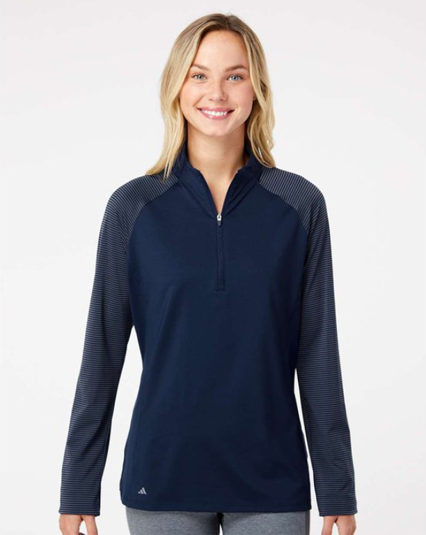 Adidas® Women's Stripe Block Quarter-Zip Sweatshirt – Bold Style and Comfort with a Sporty Edge