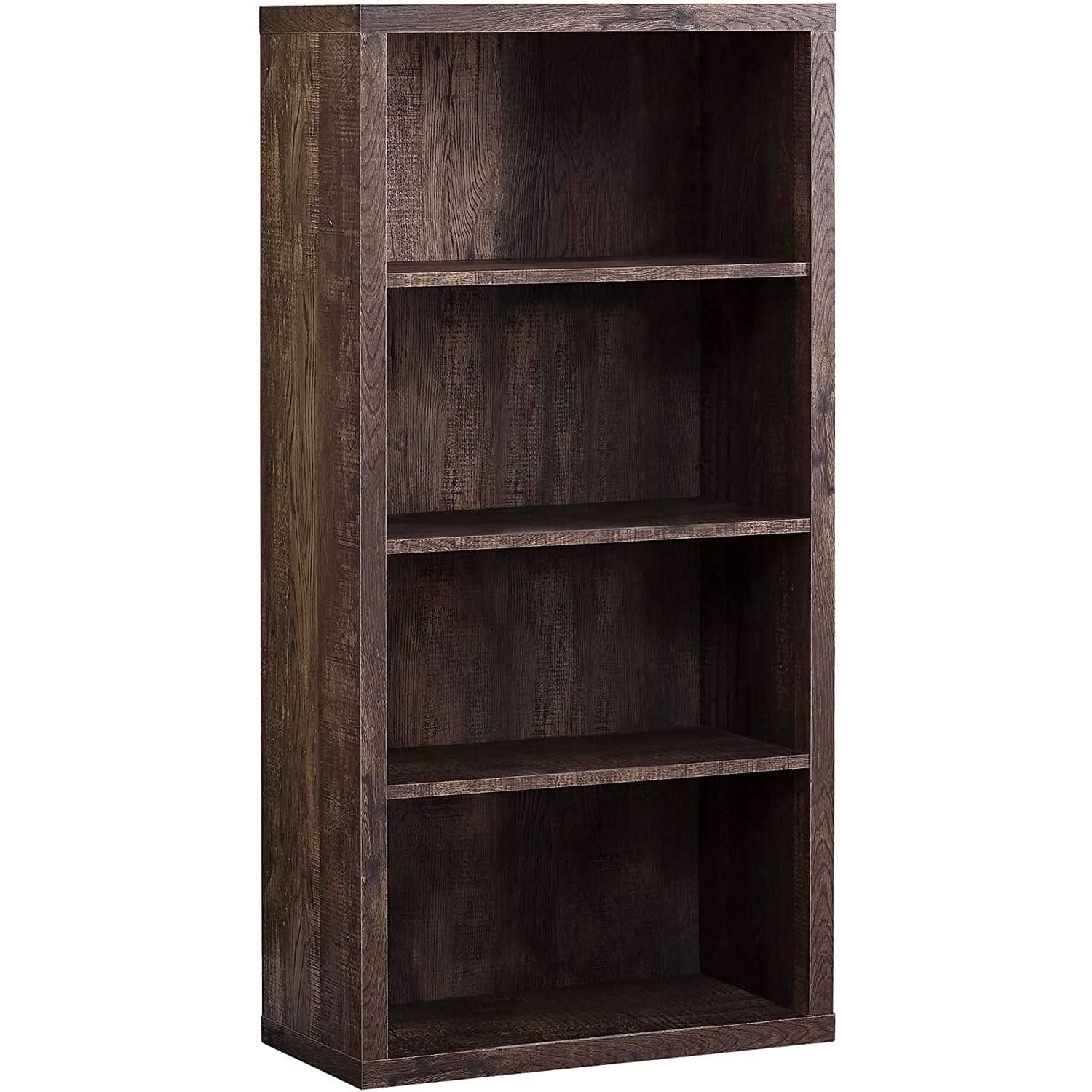 Adjustable 3 Shelf Bookcase 48H Brown Laminate Finish