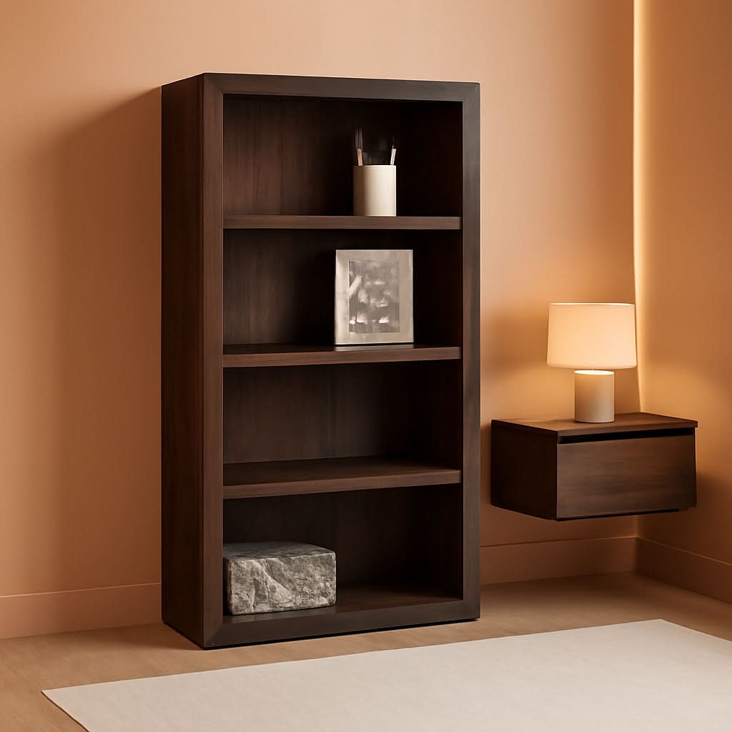 Adjustable 3 Shelf Bookcase 48H Brown Laminate Finish