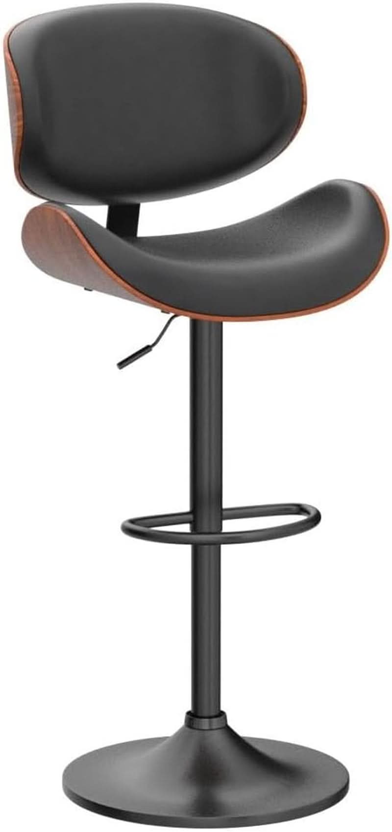 Adjustable Bentwood Bar Stools Set Of 2 PU Leather Upholstery
