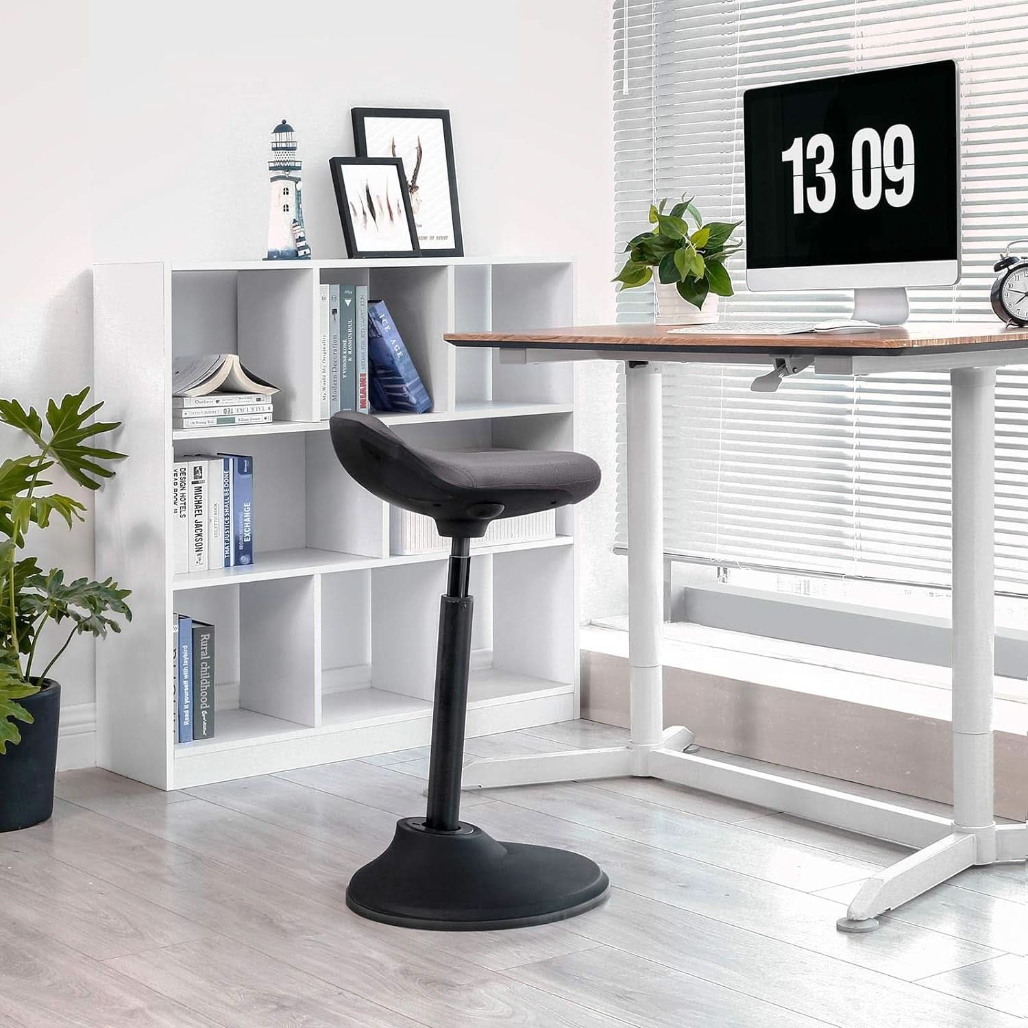 Adjustable Ergonomic Standing Desk Chair 23.6 To 33.3 Inches Slate Gray Fabric