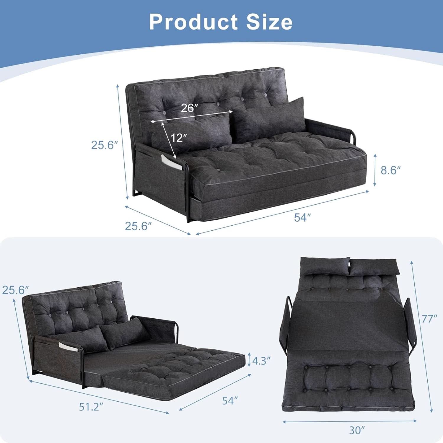 Adjustable Folding Floor Sofa Bed with Five Positions