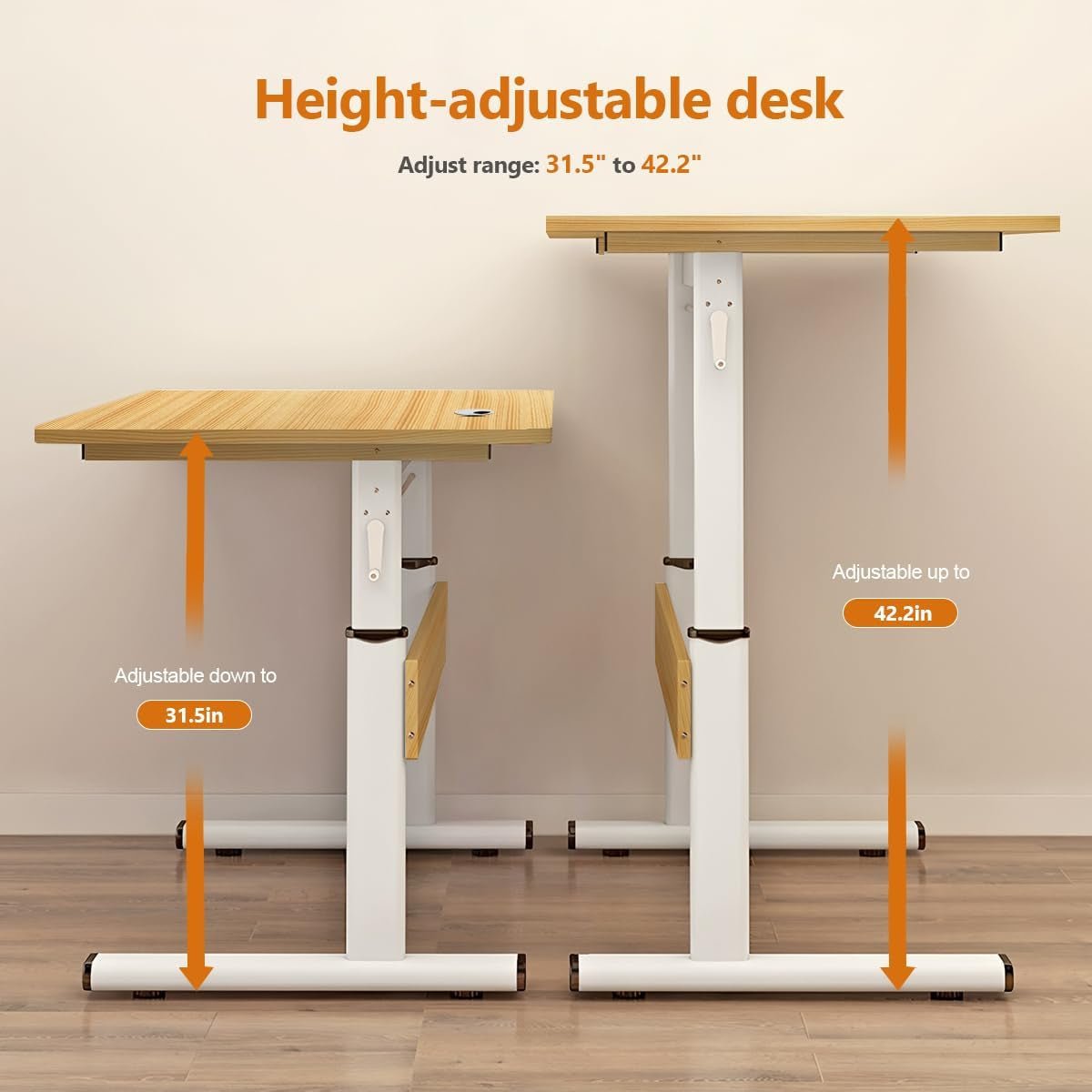 Adjustable Height Manual Standing Desk for Home Office