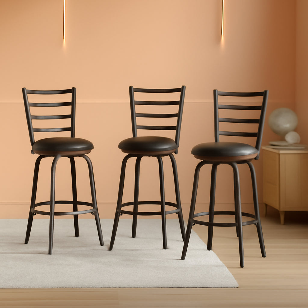Adjustable Height Swivel Bar Stools Set Of 3 Dining Room