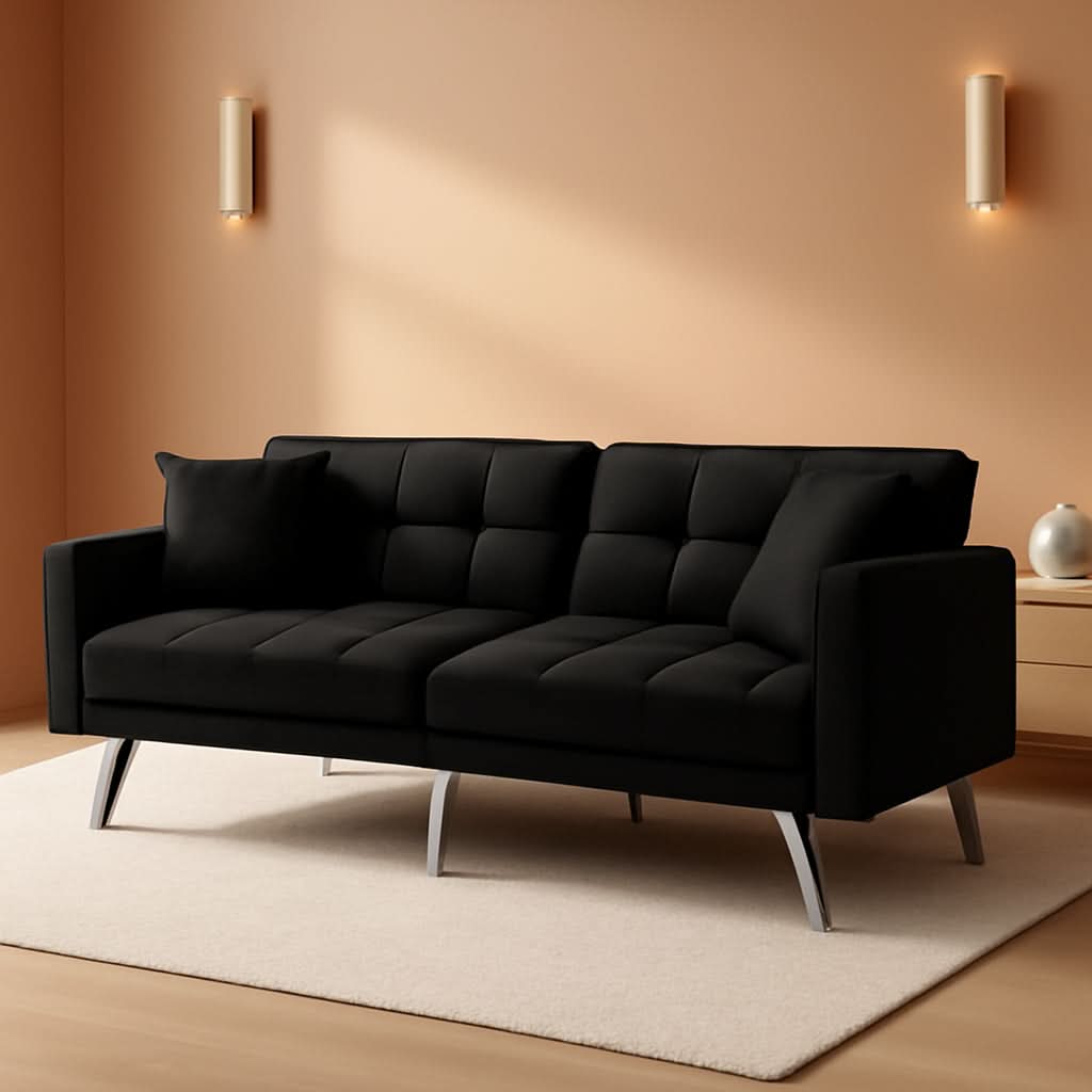 Adjustable Loveseat Sofa Bed With Metal Legs For Small Spaces
