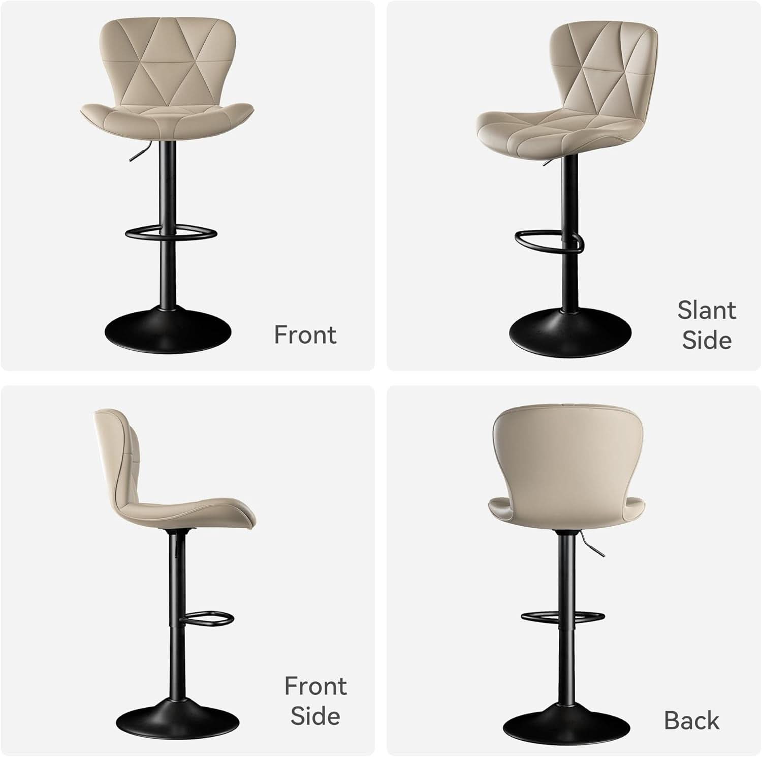Adjustable Swivel Bar Stools Set of 2 in Khaki Finish