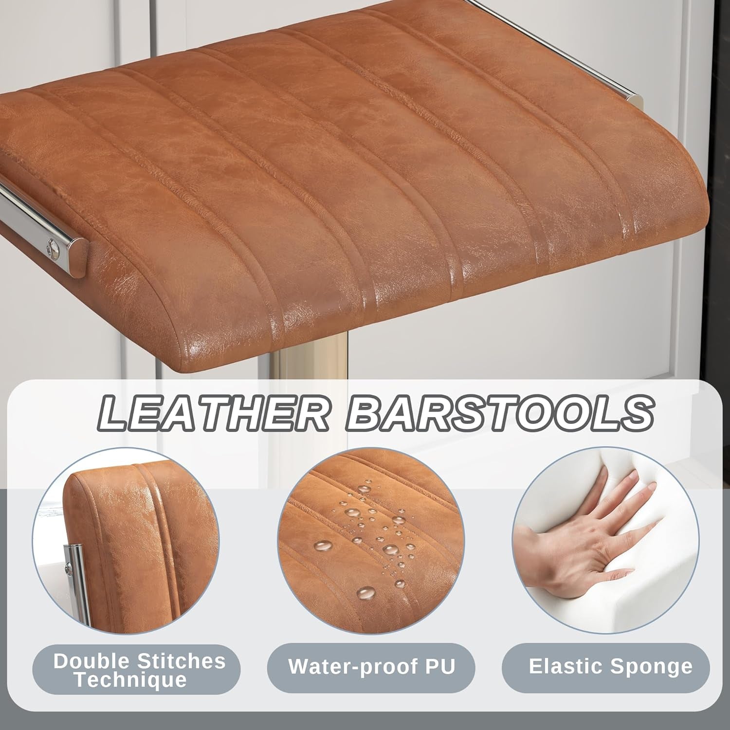 Adjustable Swivel Bar Stools Set of Two Brown
