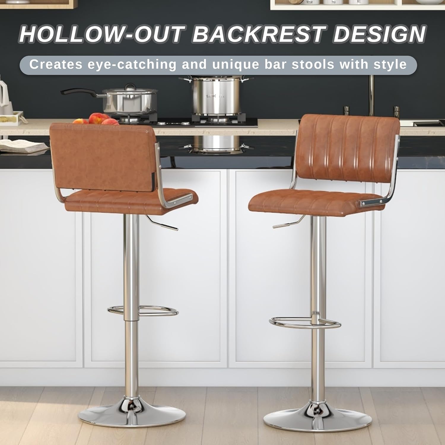Adjustable Swivel Bar Stools Set of Two Brown