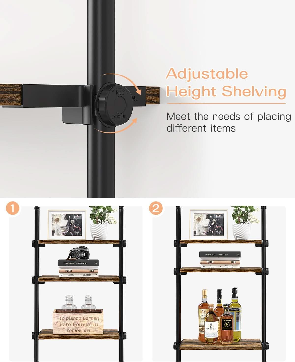 Adjustable Tall Narrow Bookcase 4 Tier Ladder 64 To 113 In