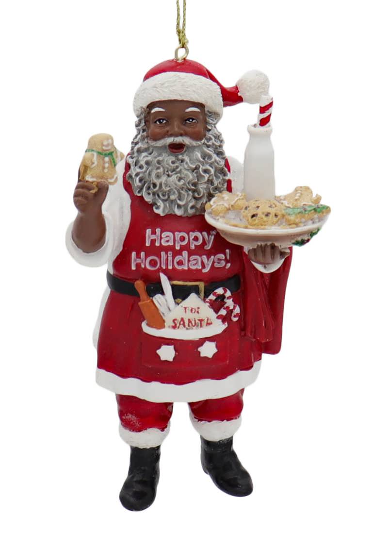 African American Chef Santa Ornaments -