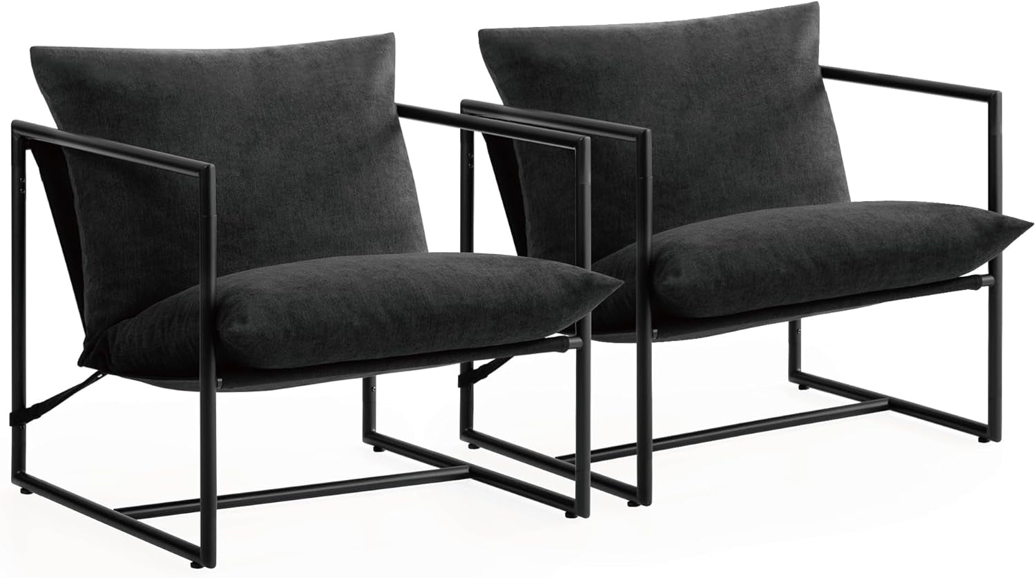 Aidan Sling Accent Chair Black Metal Frame Foam Cushion