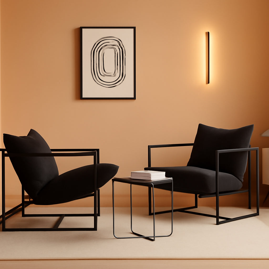 Aidan Sling Accent Chair Black Metal Frame Foam Cushion