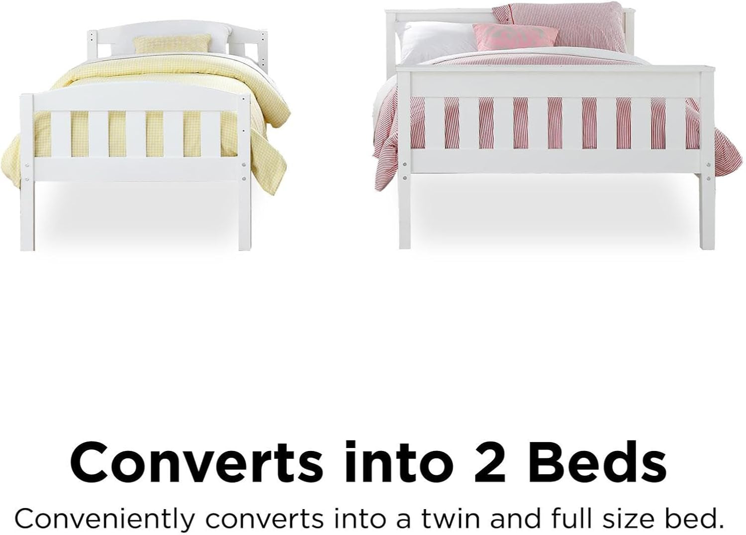 Airlie Twin Over Full Bunk Bed In White Wood Converts To Twin And Full
