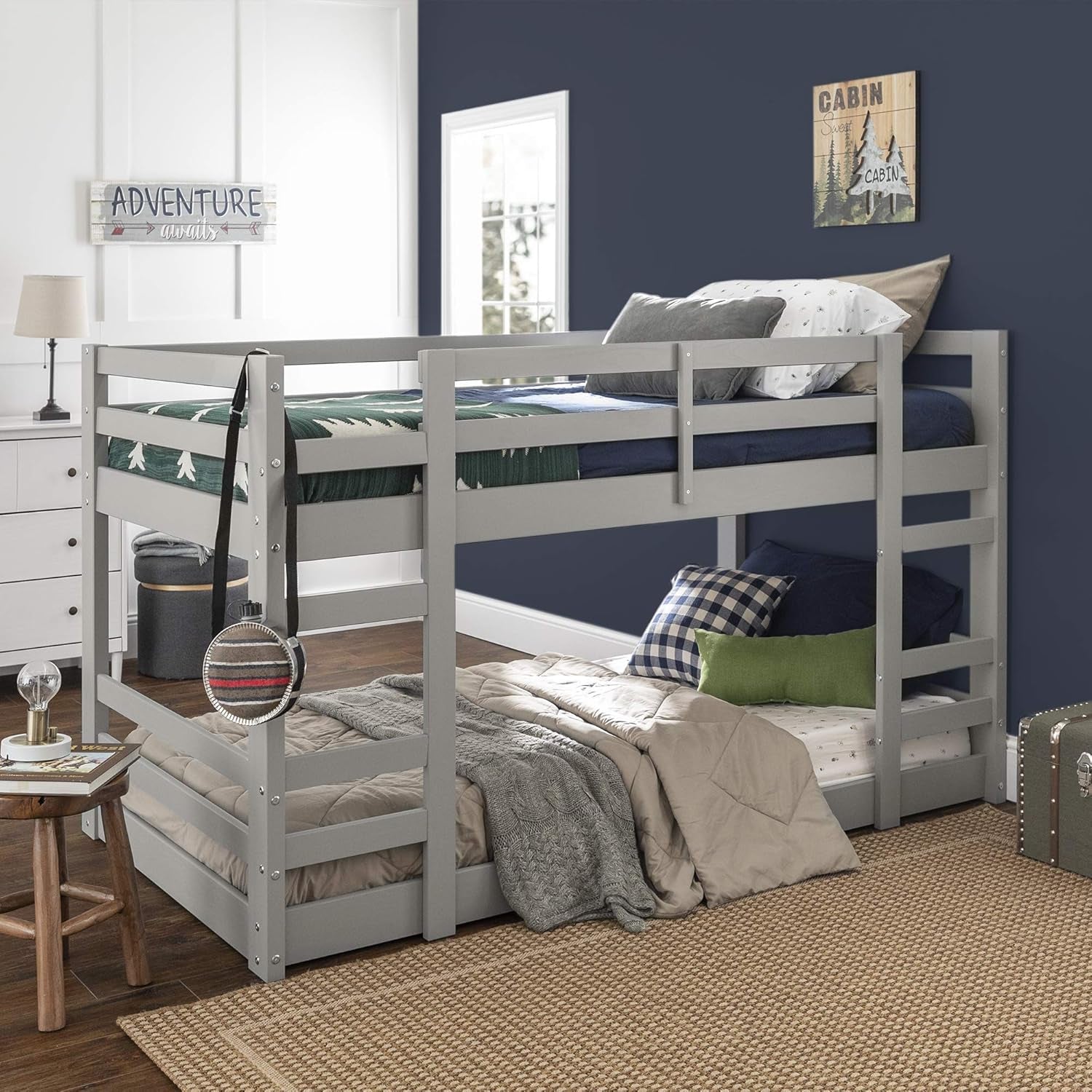 Alexander Classic Solid Wood Stackable Twin Over Twin Bunk Bed Grey