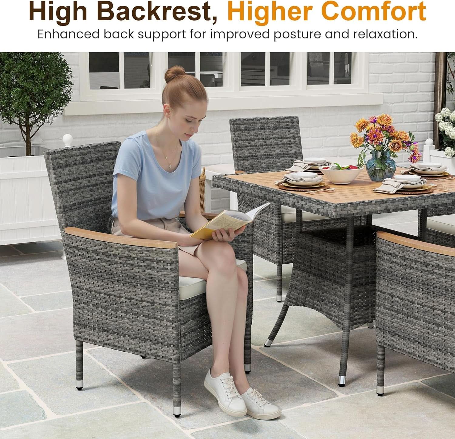All Weather Rattan Patio Dining Set for Four